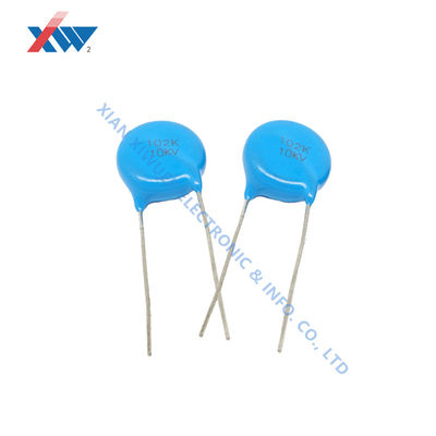 Buen precio Unidad de almacenamiento de energía de condensador cerámico de alto voltaje, epoxi azul, baja disipación, 10KV, 102K, 1000PF TH en línea